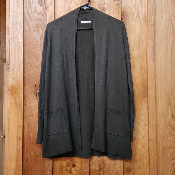 Pink Clover Stitch Fix 2 Pockets Open Tunic Length Cardigan, Small, Olive Green - Picture 1 of 10